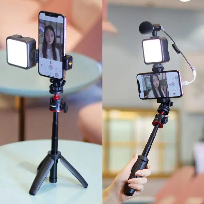 VlogPro™ Mobile Selfie Stick with Built-In LED Fill Light
